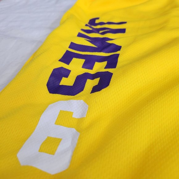 NBA UNK Lebron James #6 LA Lakers Basketball Jersey Shorts Gold Yellow vsmc288f - Picture 6 of 13